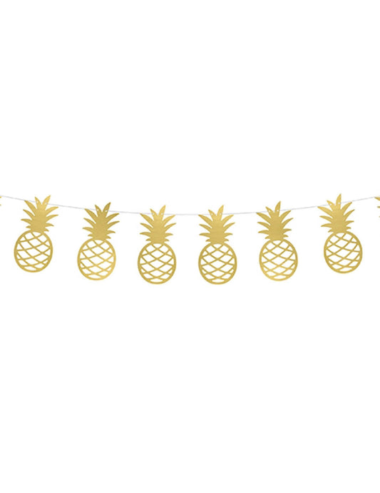 Grinalda DIY Ananás Dourado Metálico 150 cm Kit Decoração