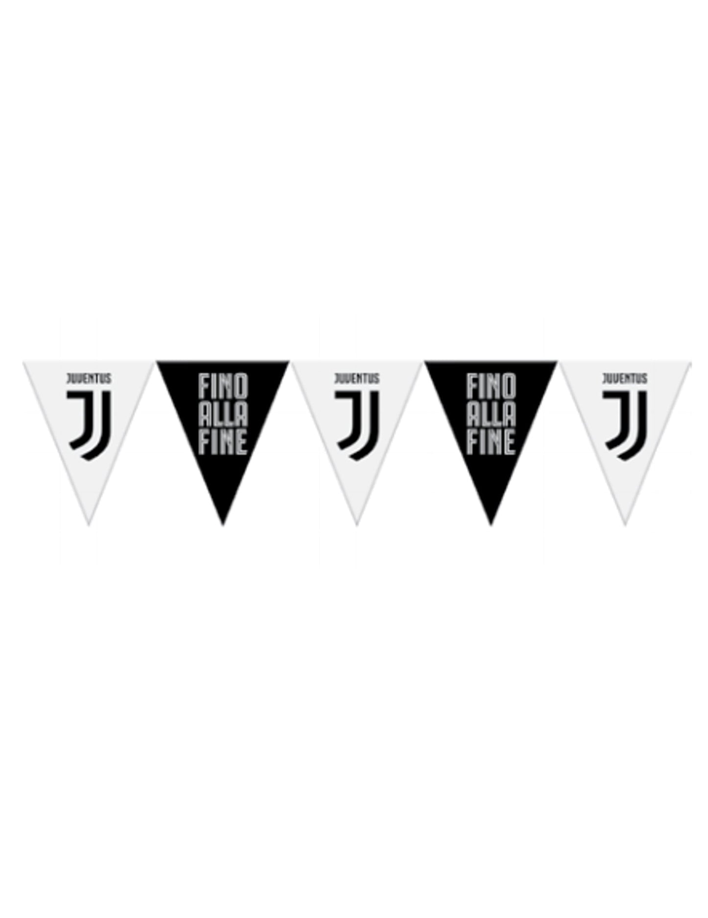 Guirlande à fanions en plastique Juventus pour supporter noire et blanche