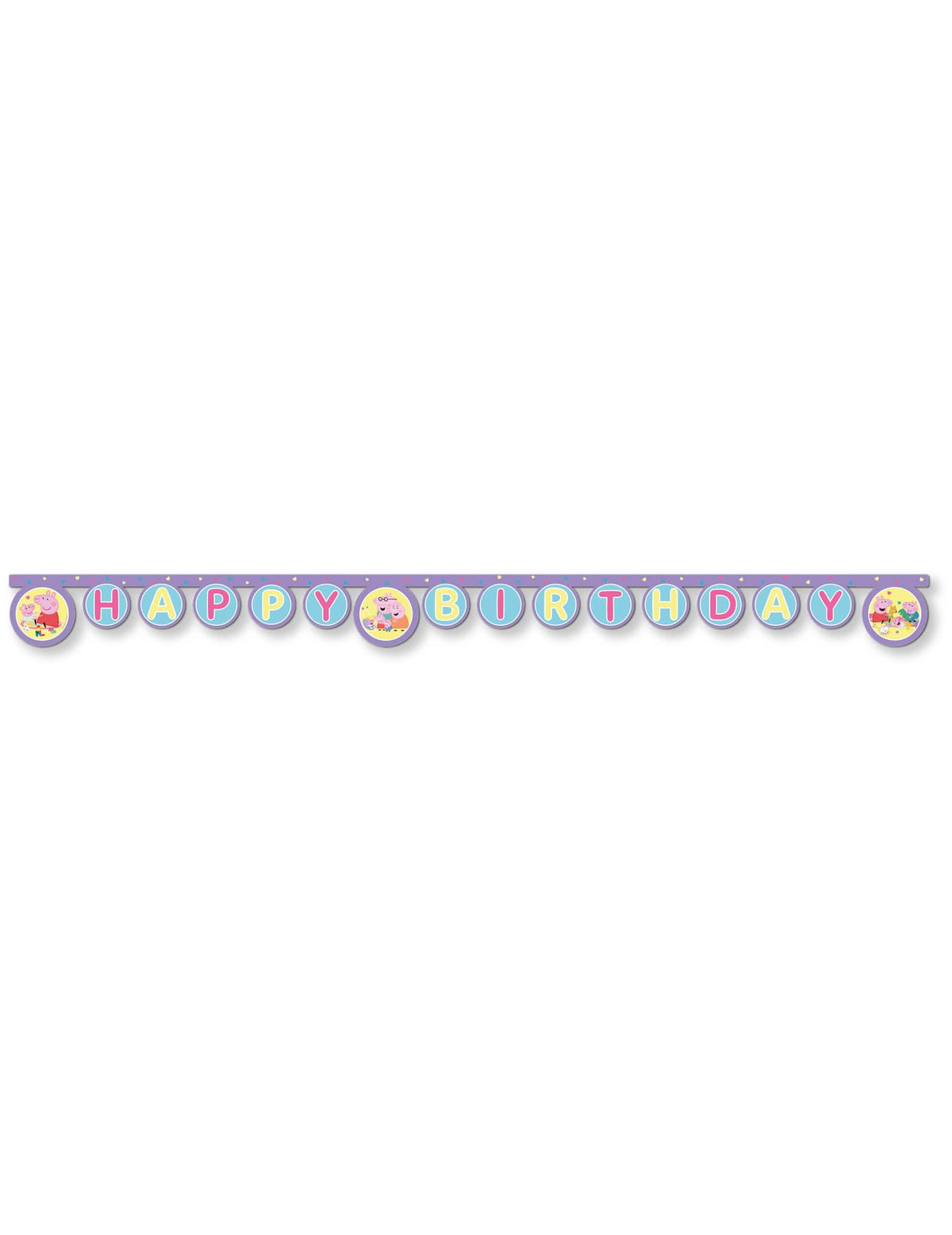 Guirlande articulada Happy Birthday Peppa Pig violeta e azul pastel