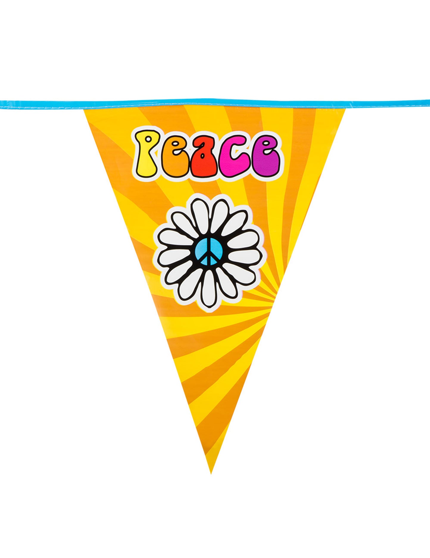Détail d'un fanion avec inscription Peace et fleur de la guirlande fanions Hippie Flower Power