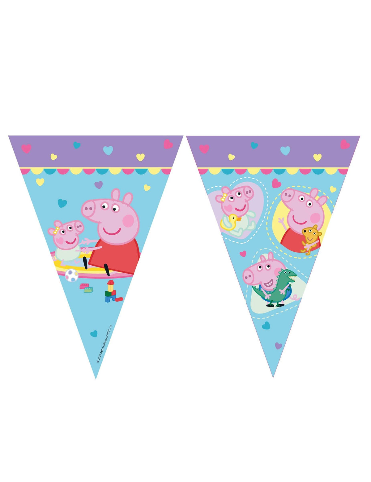 Guirlanda de bandeirolas Peppa Pig para criança azul com motivos Peppa e George Pig