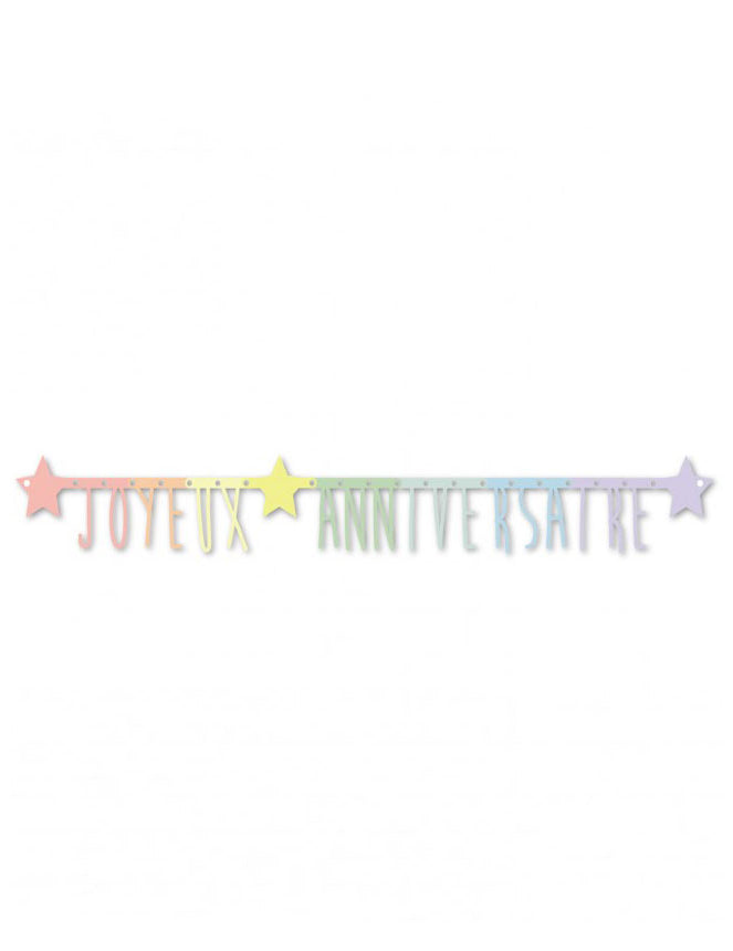 Vue d'ensemble de la guirlande articulée Joyeux anniversaire pastel