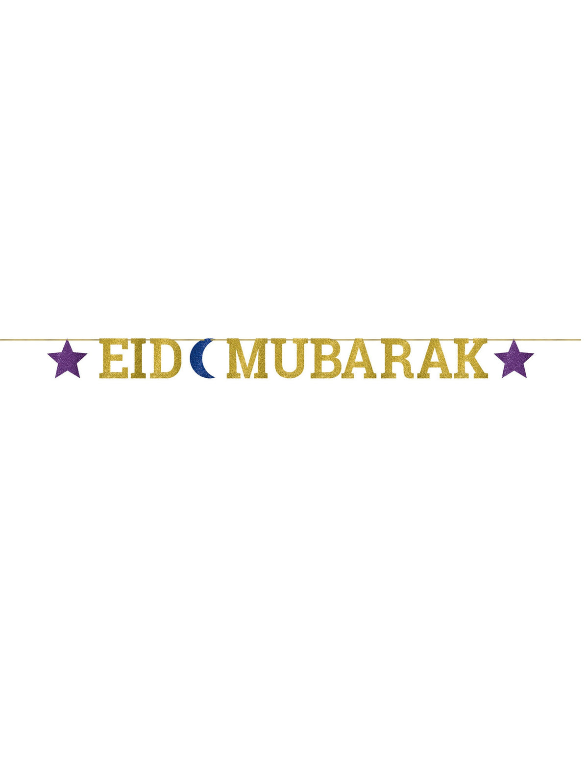 Vue d'ensemble de la guirlande de lettres en carton Aïd Mubarak
