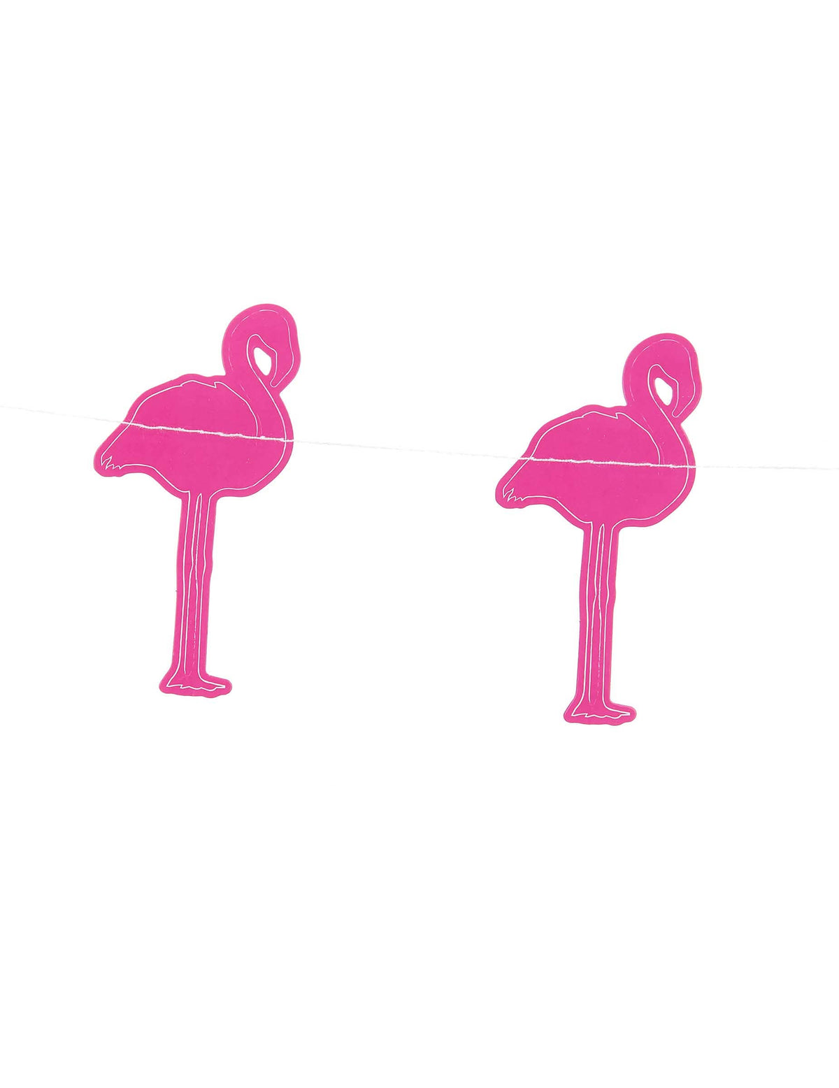 Detalhe dos motivos da guirlanda pequenos flamingos cor-de-rosa