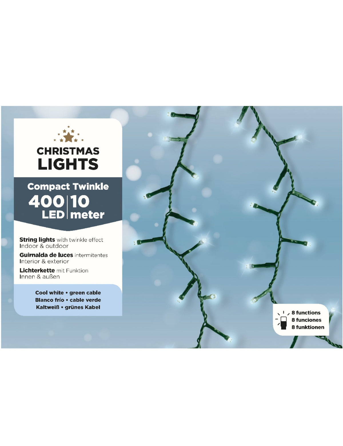 Détail des ampoules de la guirlande lumineuse 400 LED pour décoration blanche 10 m avec 8 fonctions