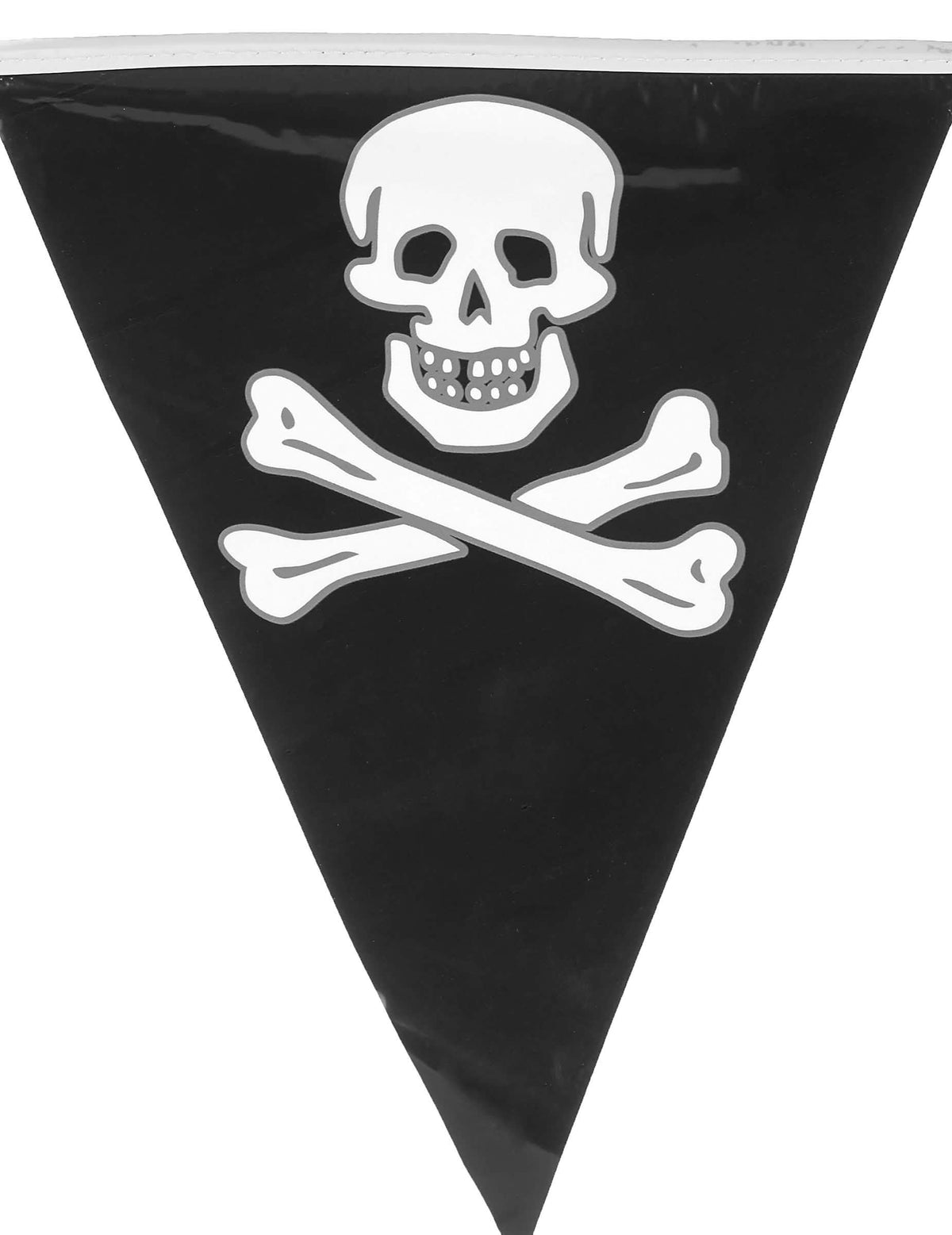 Grande plano de um pendão da grinalda de caveira pirata