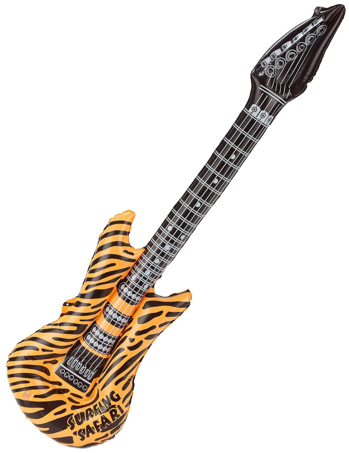 Guitare rock gonflable pour adulte orange à motif tigre