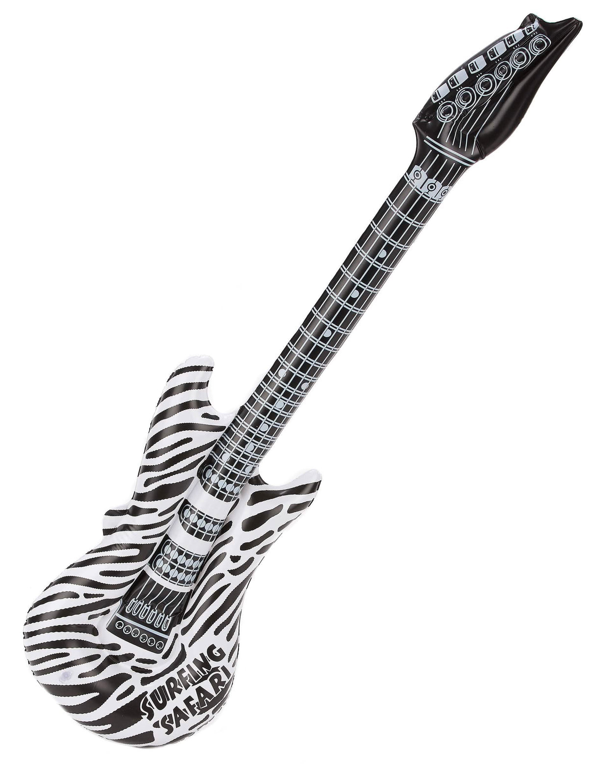 Guitare rock gonflable zébrée pour adulte noir et blanc