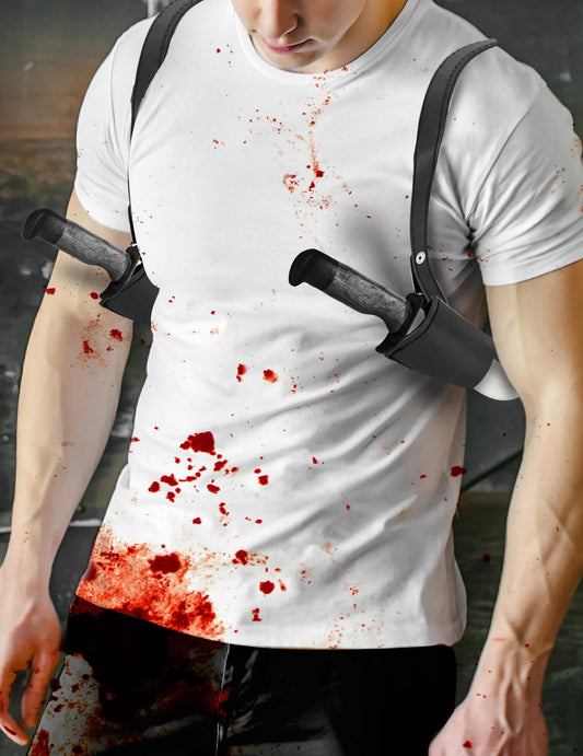 Vue de face du holster avec 2 couteaux