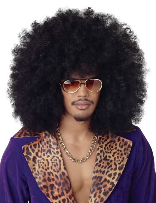 Peruca afro maxi para adulto preta volumosa