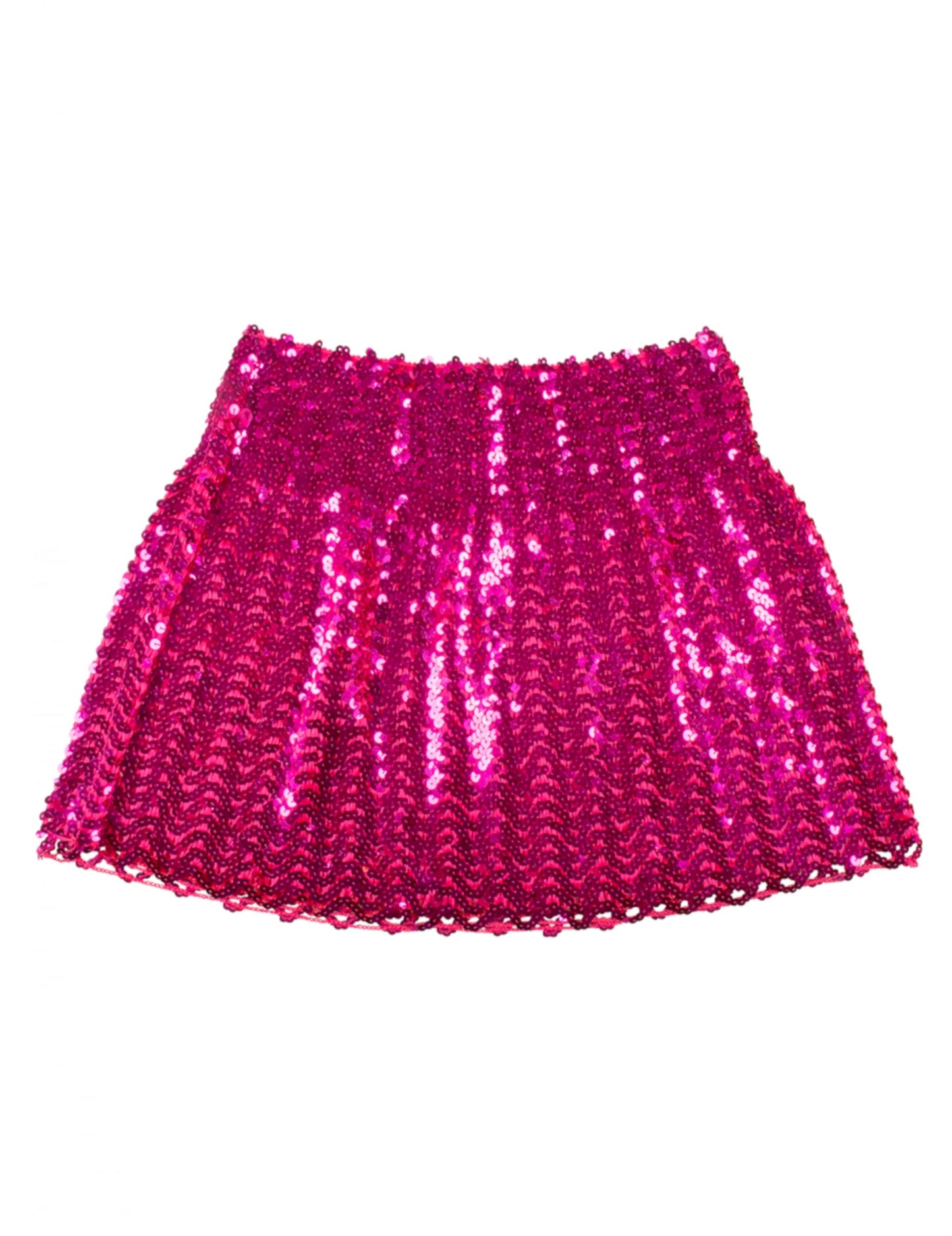 Vue de face à plat de la jupe à sequins pour femme fuschia
