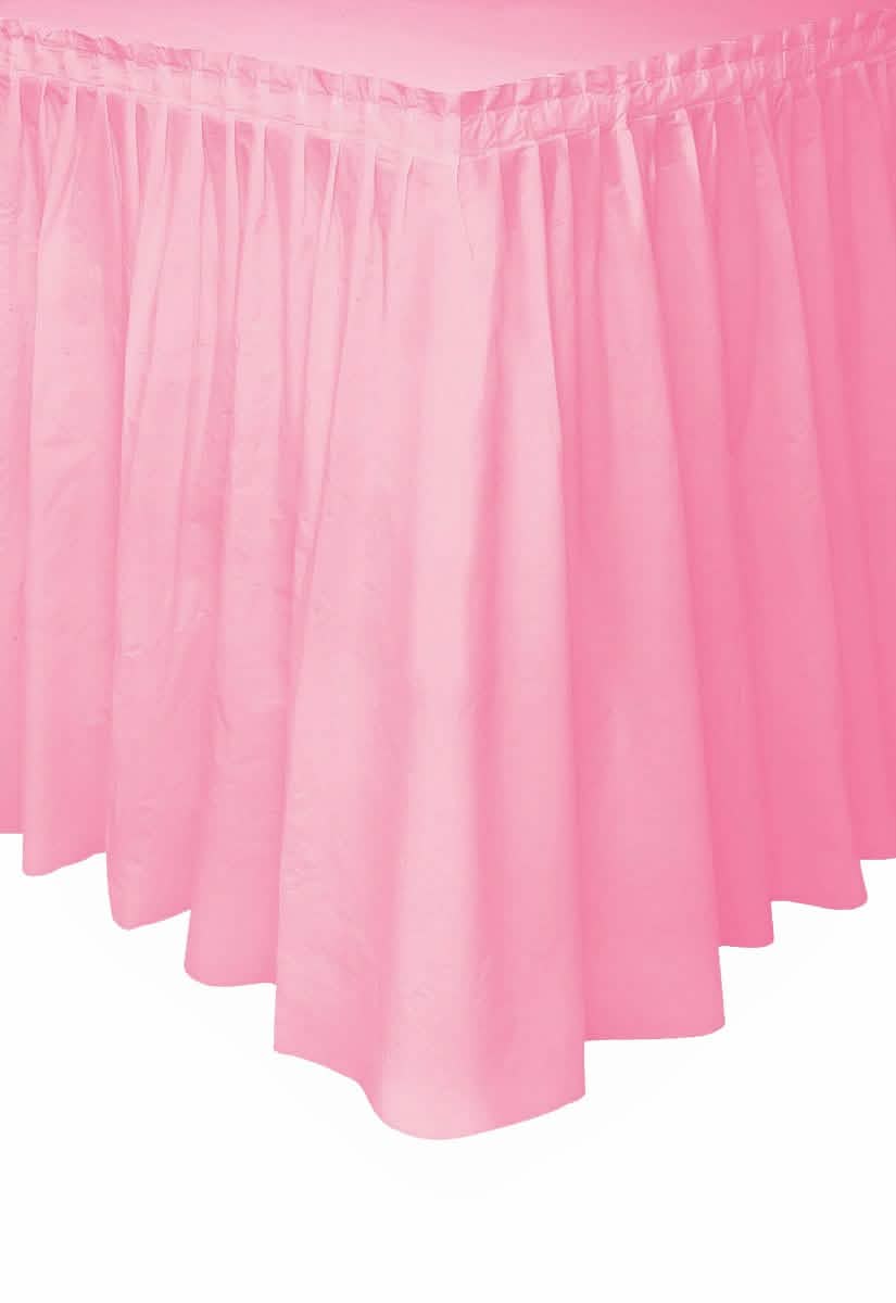 Saia de mesa cor de rosa clara em plástico adesiva