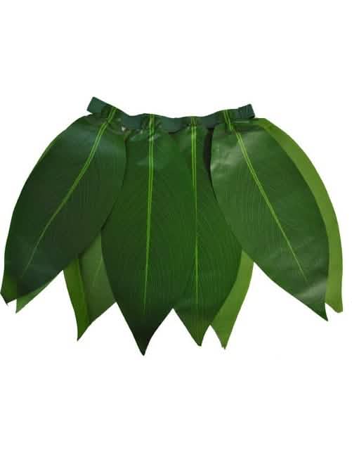 Saia havaiana para criança com folhas verdes