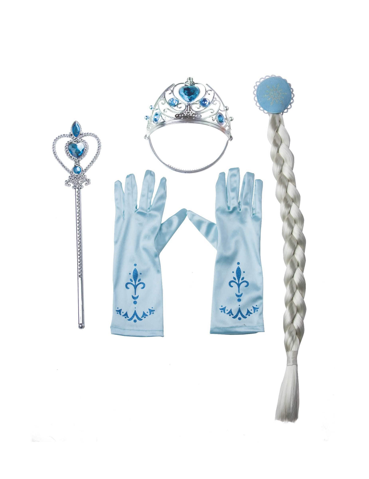 Detalhe dos acessórios do kit de acessórios de princesa das glaces