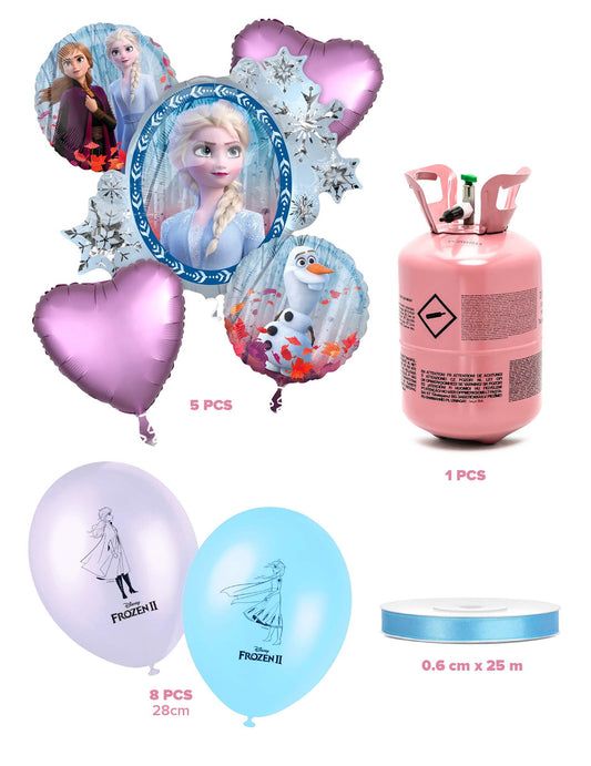 Kit de cilindros de hélio com 13 balões Frozen™ e fita