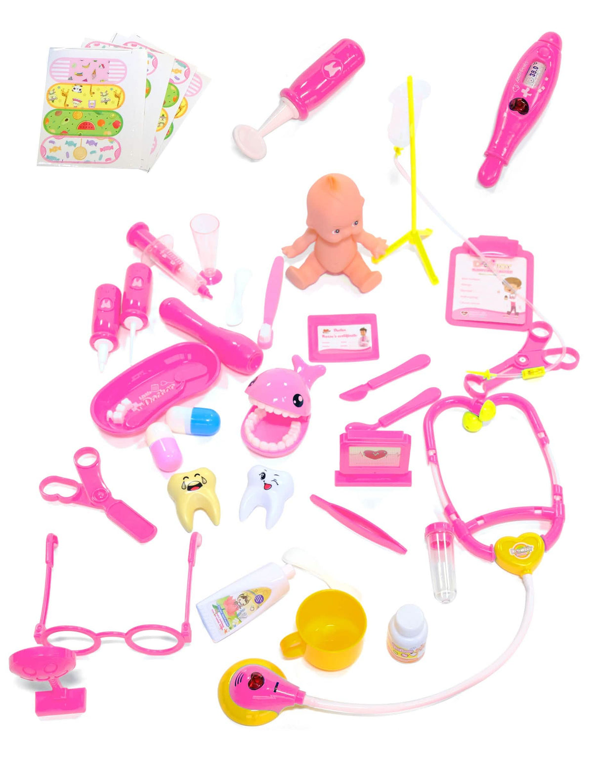 Kit de acessórios de médico para criança cor de rosa 39 peças