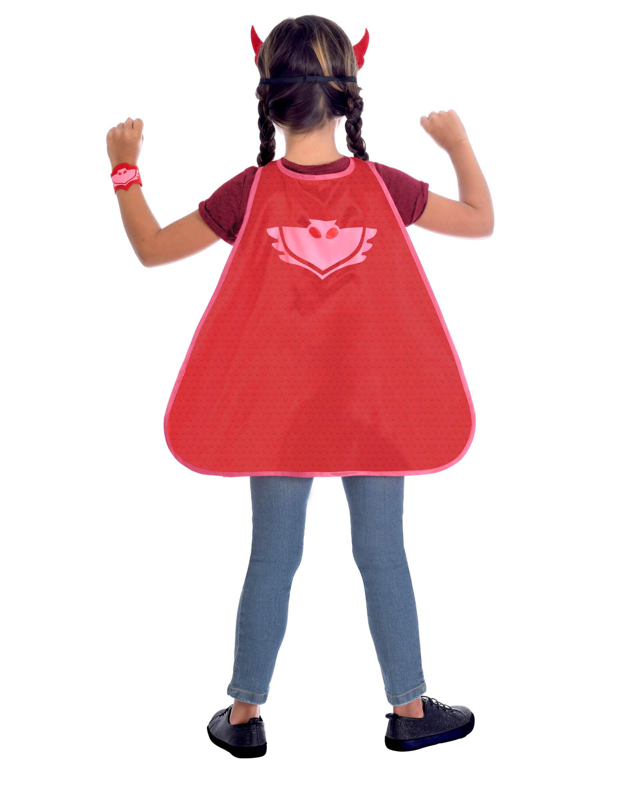 Vista traseira do kit máscara e capa Bibou PjMasks