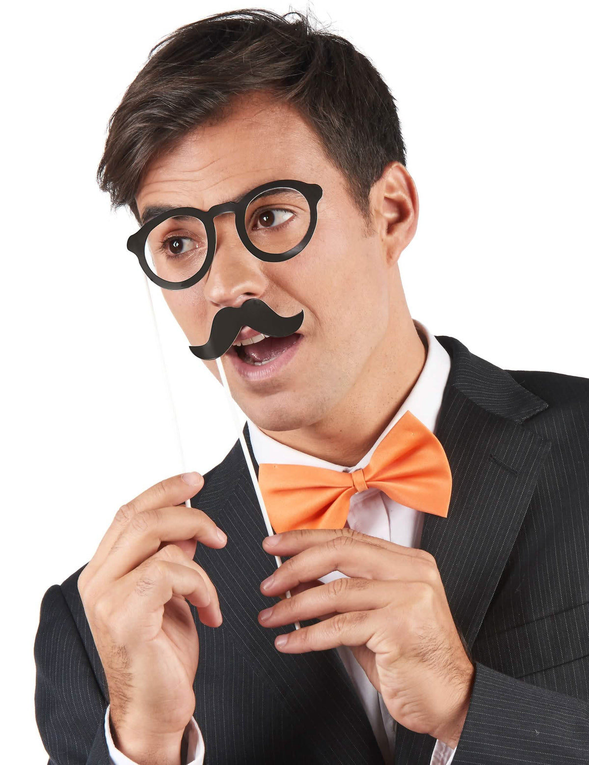 óculos et moustache sur tige du Kit photobooth 17 acessórios para fête vermelho et preto