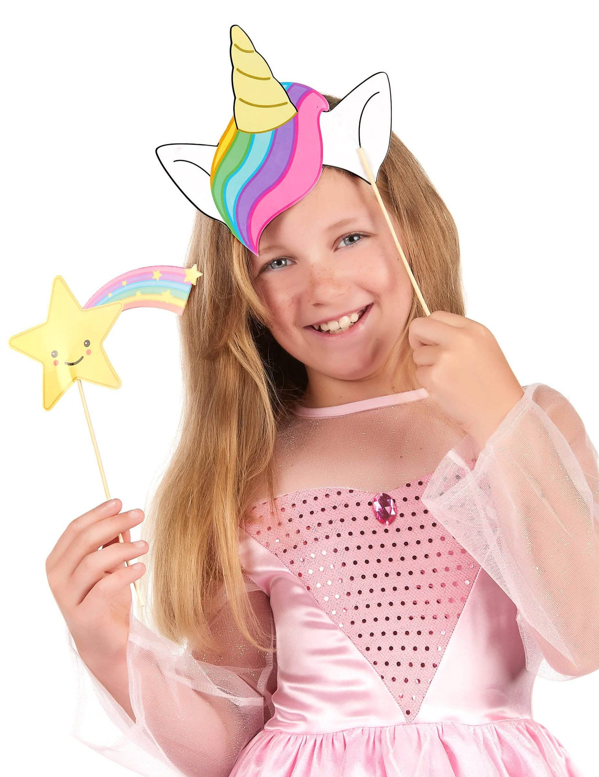 Acessórios de unicórnio e estrela arco-íris do kit photobooth bebé unicórnio