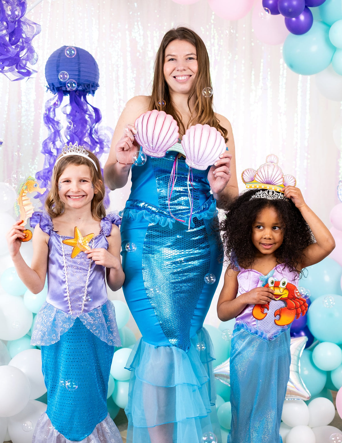 Mise en situation des accessoires du kit photobooth princesse sirène