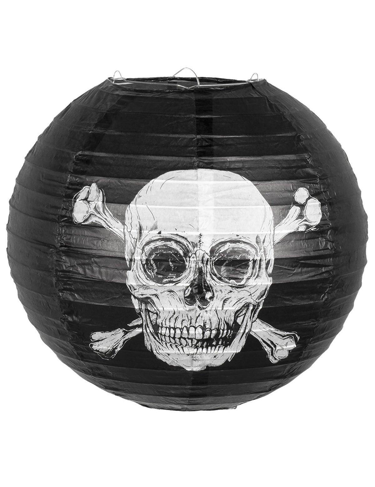 Lanterne en papier Pirate Jolly Roger noire avec tête de mort blanche