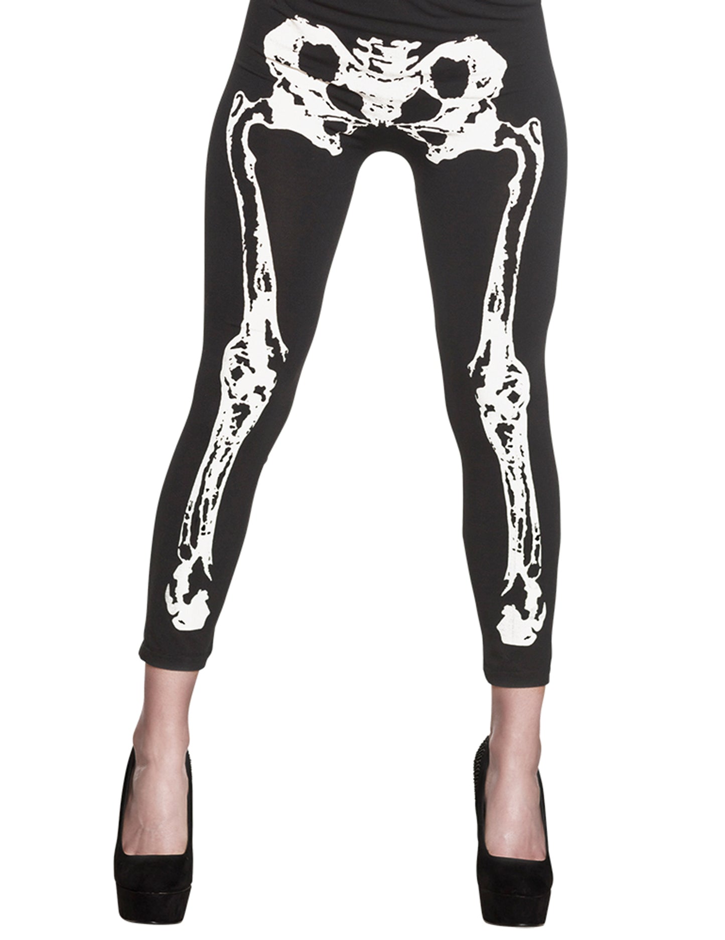 Legging motif os pour femme noir et blanc