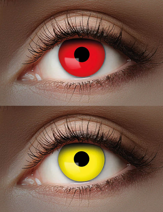 Lentes de contacto duo UV vermelho e amarelo 1 mês adulto