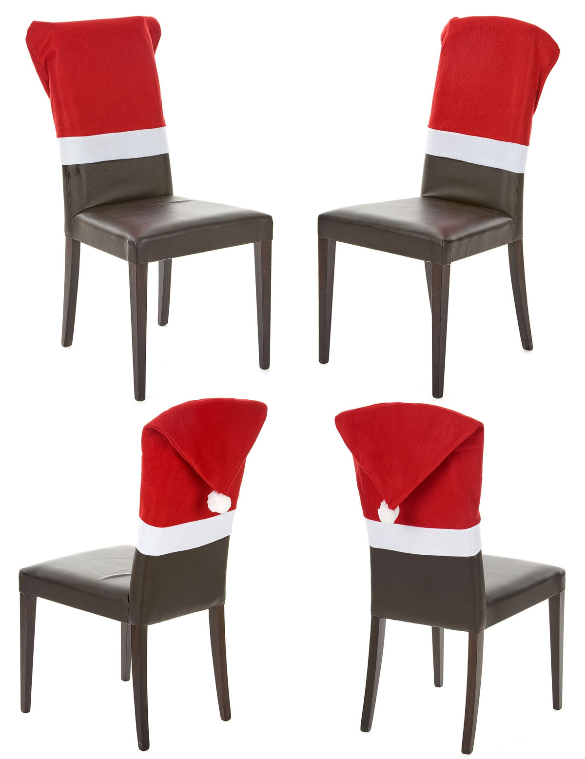 Housses de chaise Noël pour la décoration rouges en forme de bonnet de Père Noël