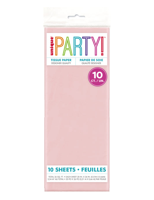 10 Folhas de papel de seda cor-de-rosa pastel