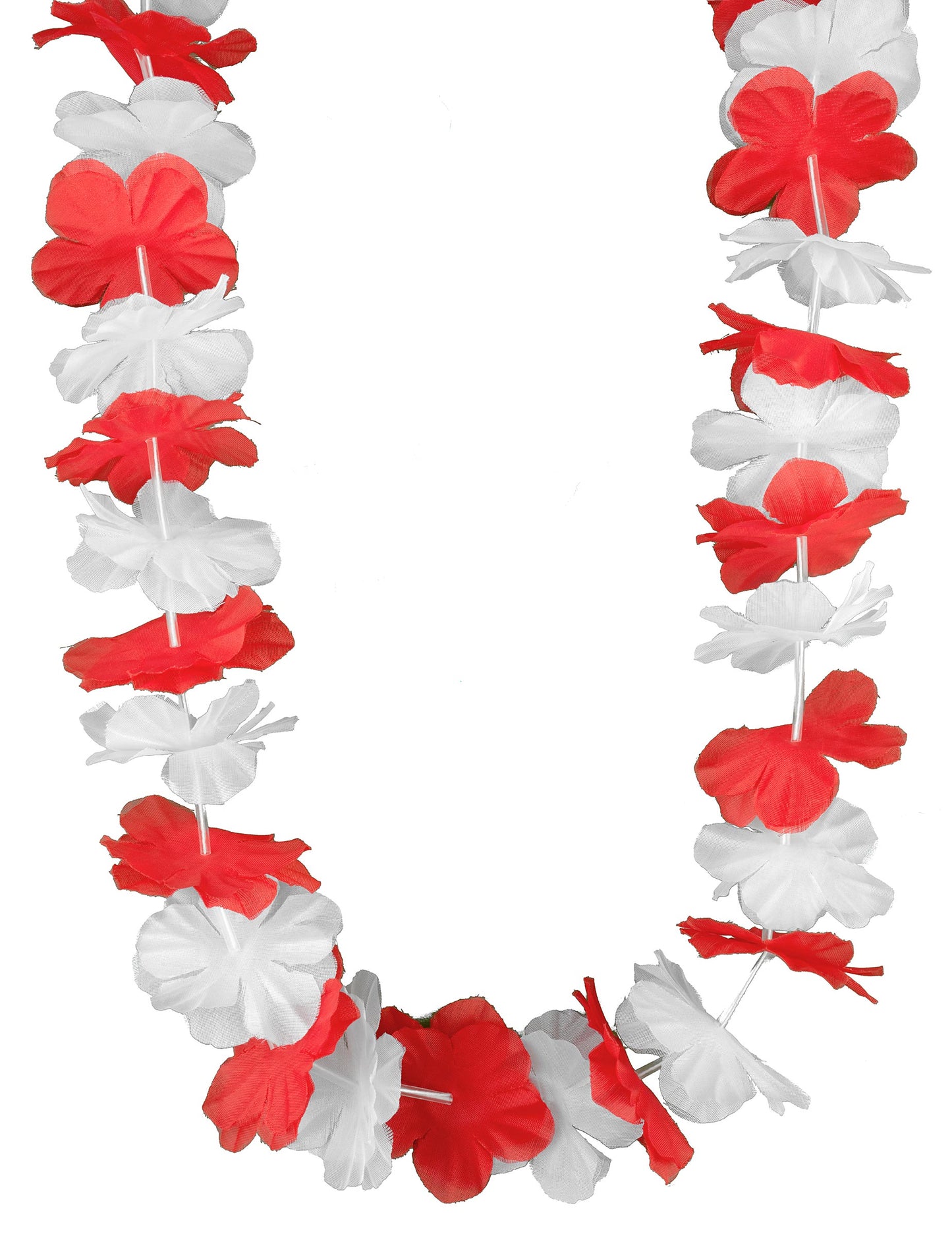 Pack de 12 colares havaianos vermelho e branco para adulto