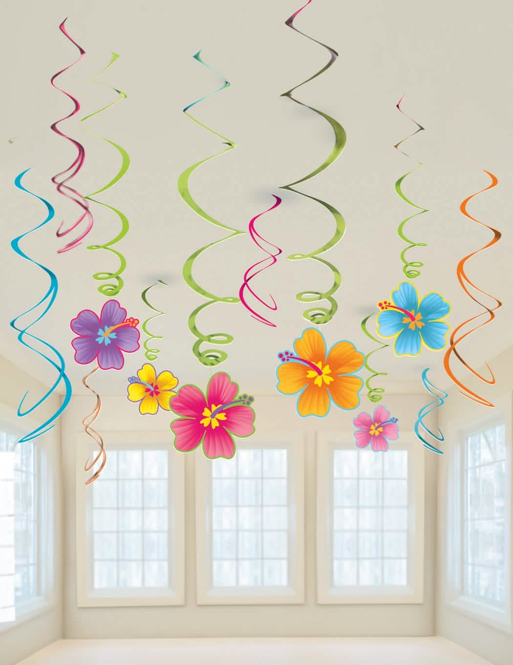 Lote de 12 suspensões havaianas para festa com flores de hibisco multicoloridas