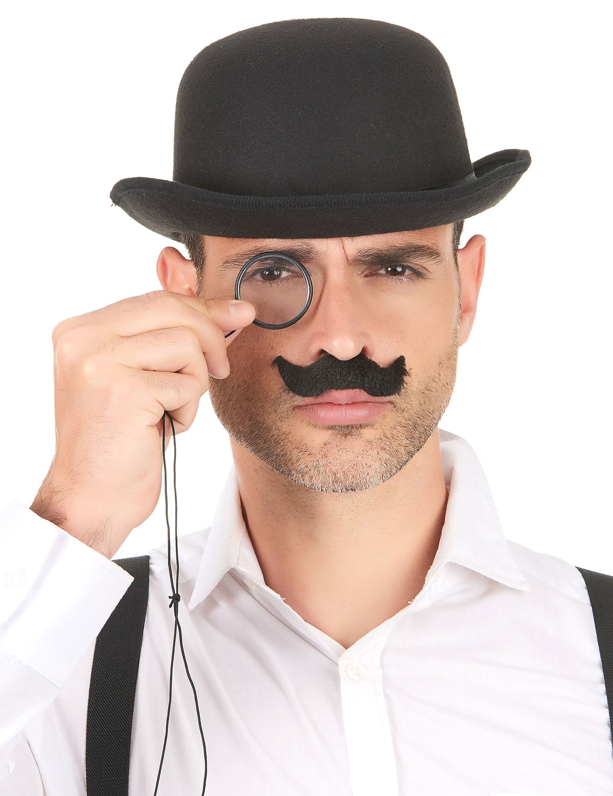 Mise en situation d'une moustache du lot de 6 moustaches pour adulte