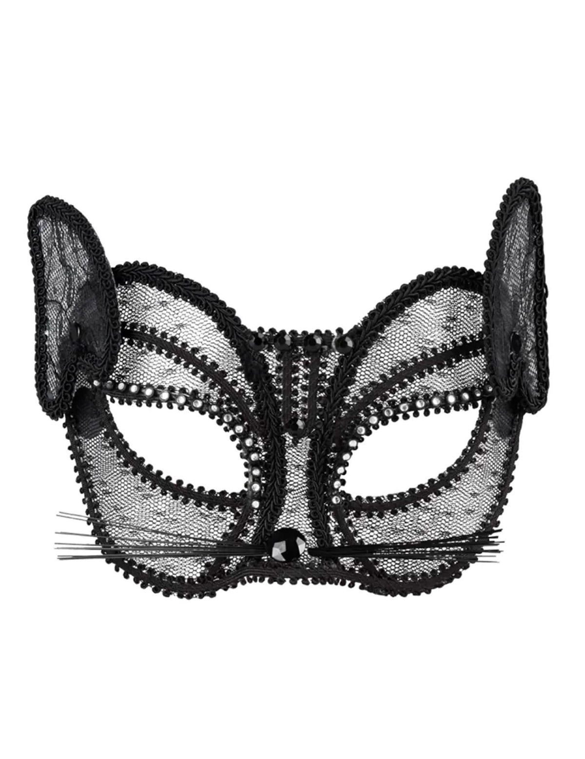 Vista frontal da máscara de gato para mulher