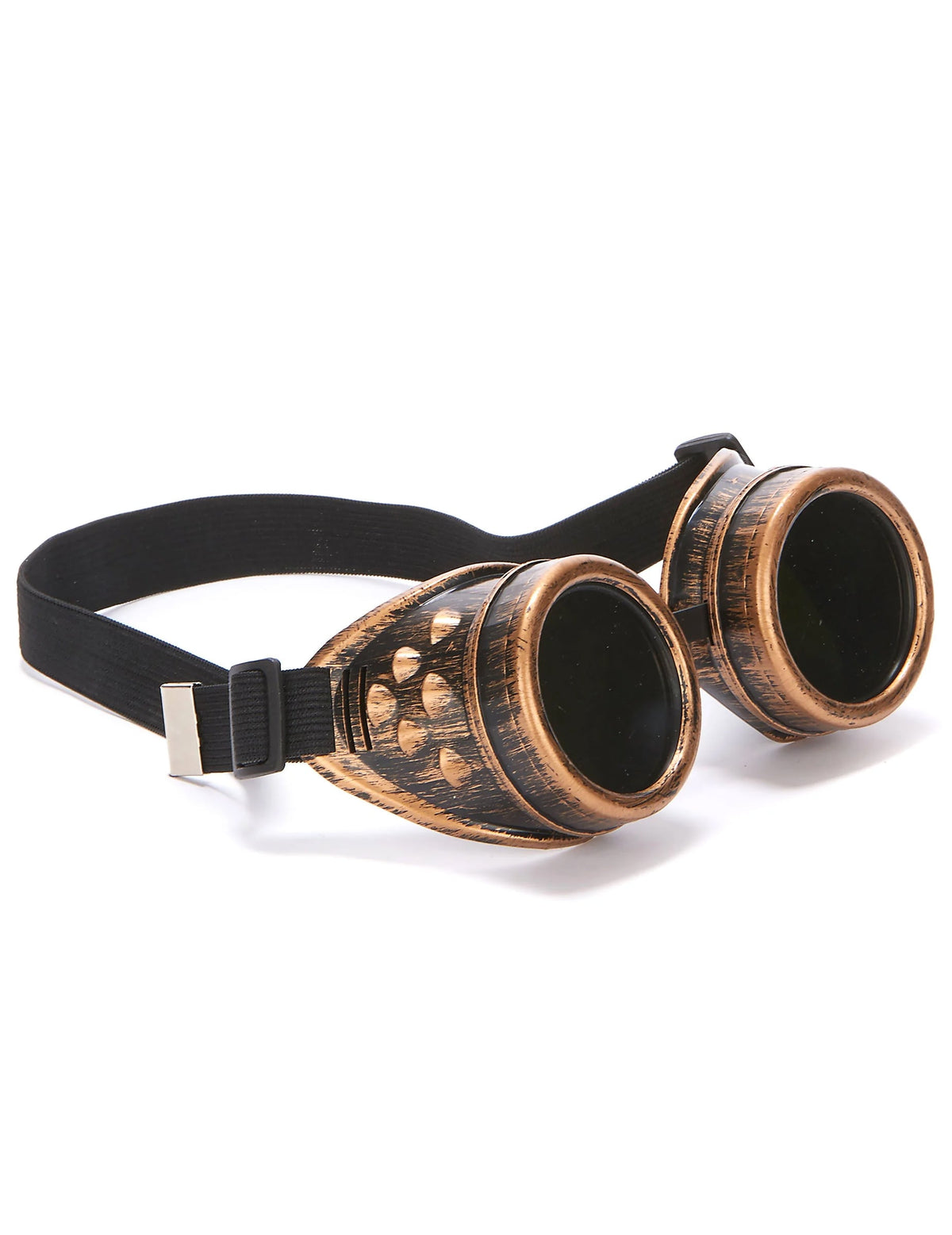 Vista de perfil dos óculos aviador steampunk para adulto cobre