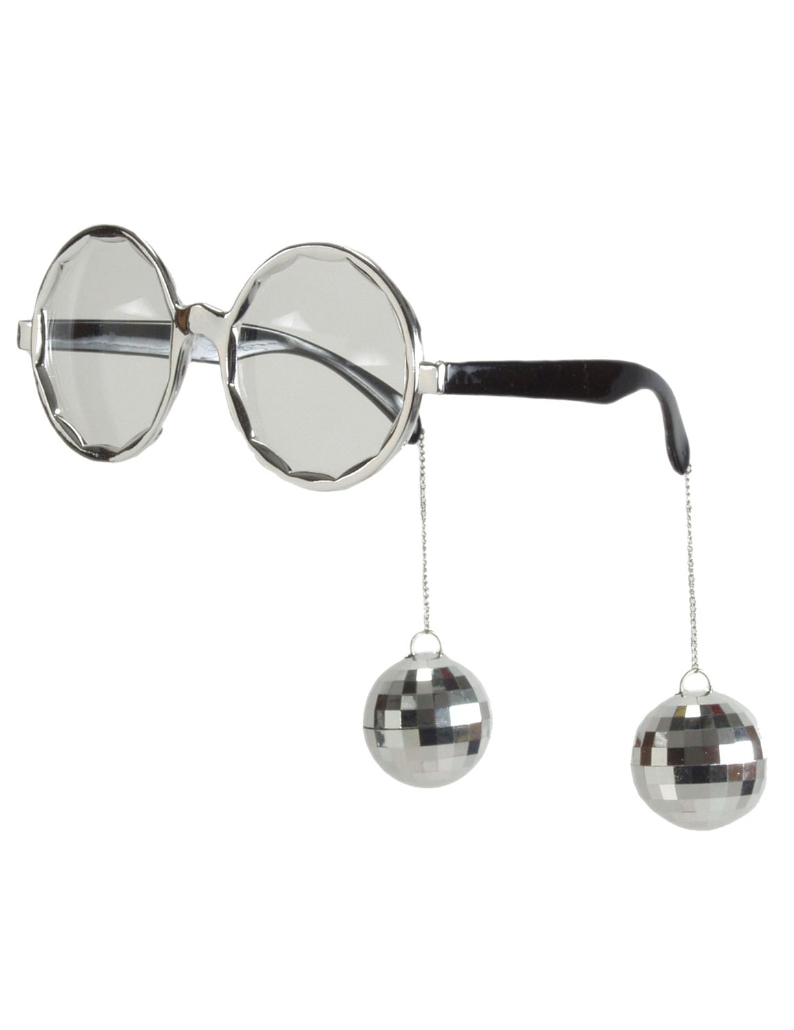 Lunettes disco pour adulte argent avec boules à facettes