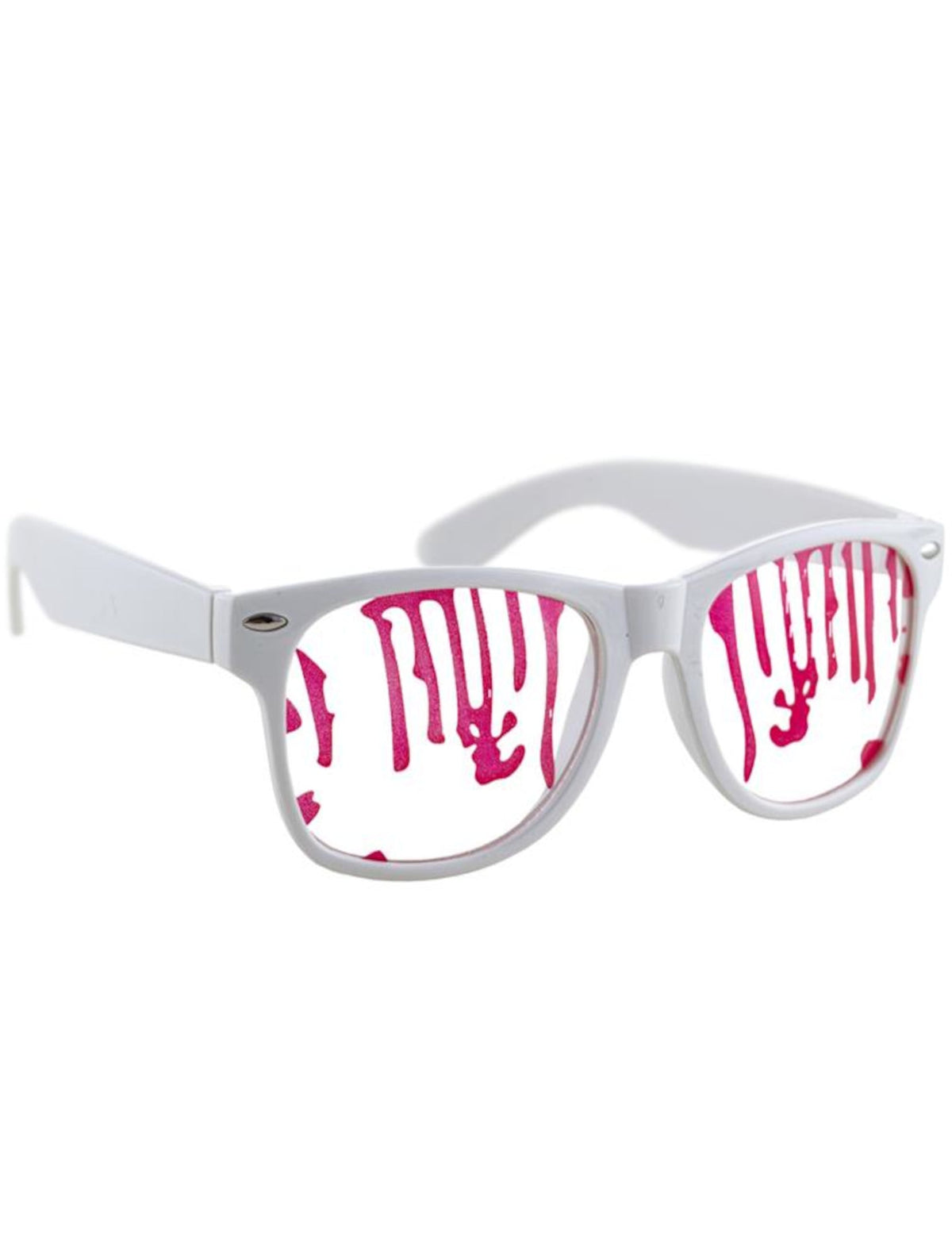 Lunettes éclaboussées de sang pour adulte blanches avec effet gouttes de sang rouges