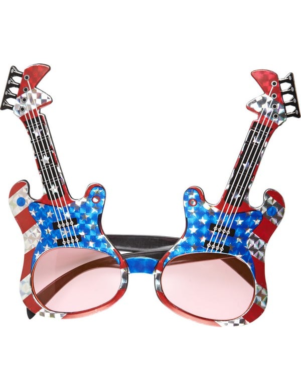 Lunettes guitare rock américaine pour adulte bleu blanc rouge à étoiles