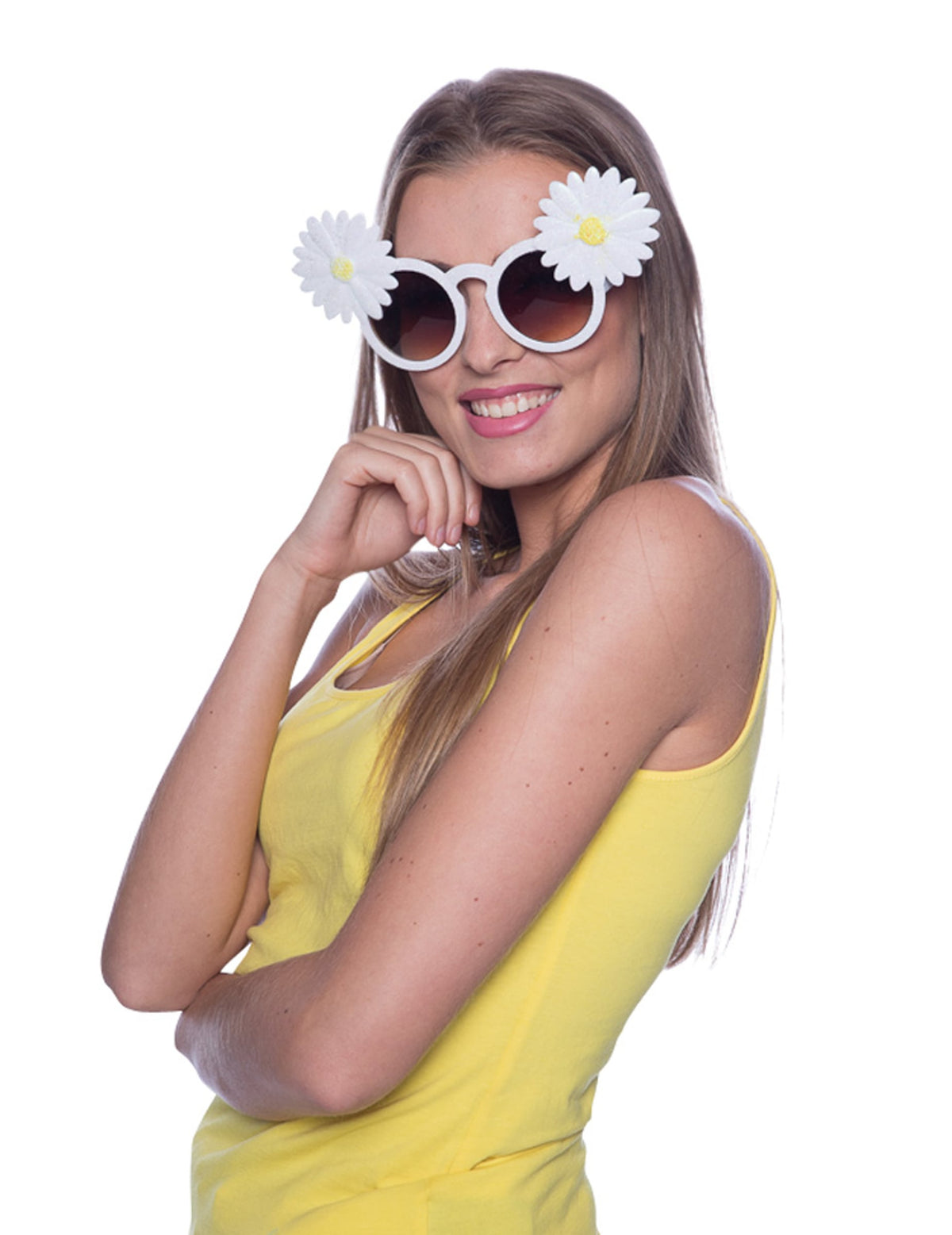 Vue de face des lunettes marguerites pour adulte