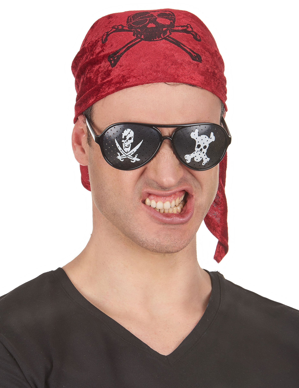 Vue de face des lunettes pirate pour adulte