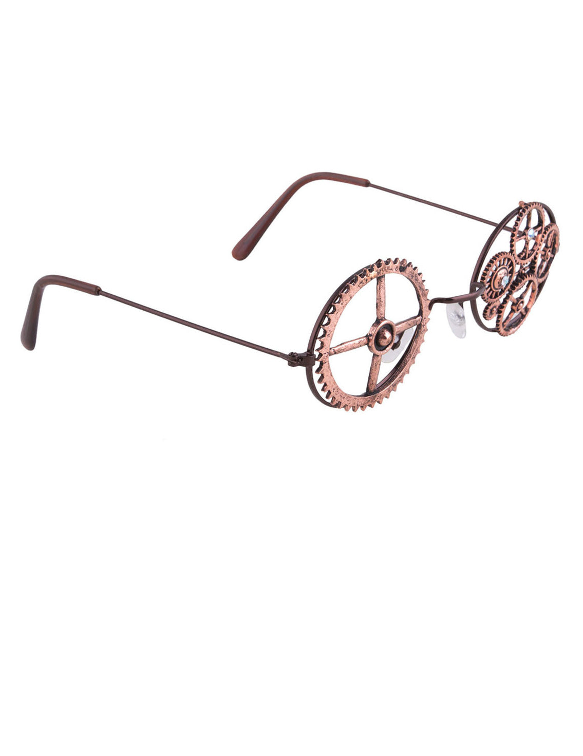 Vista de perfil dos óculos redondos steampunk