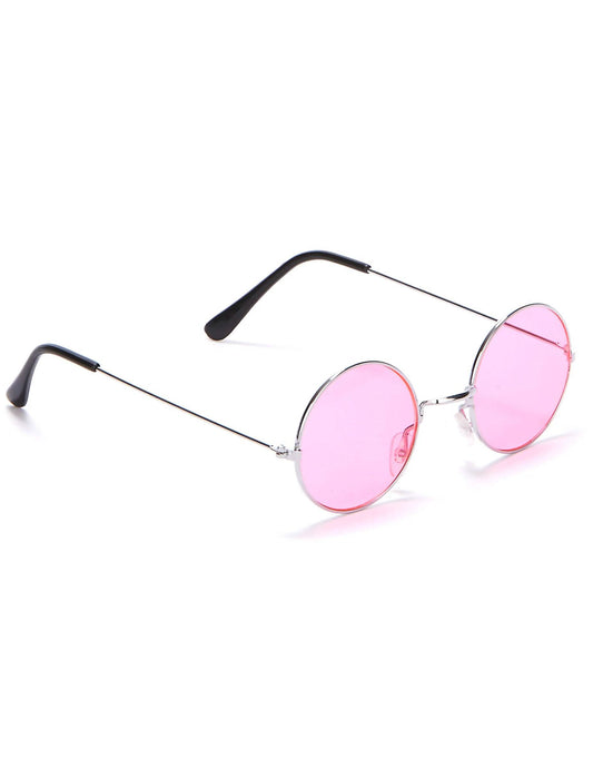 Óculos redondos rosa hippie para adultos