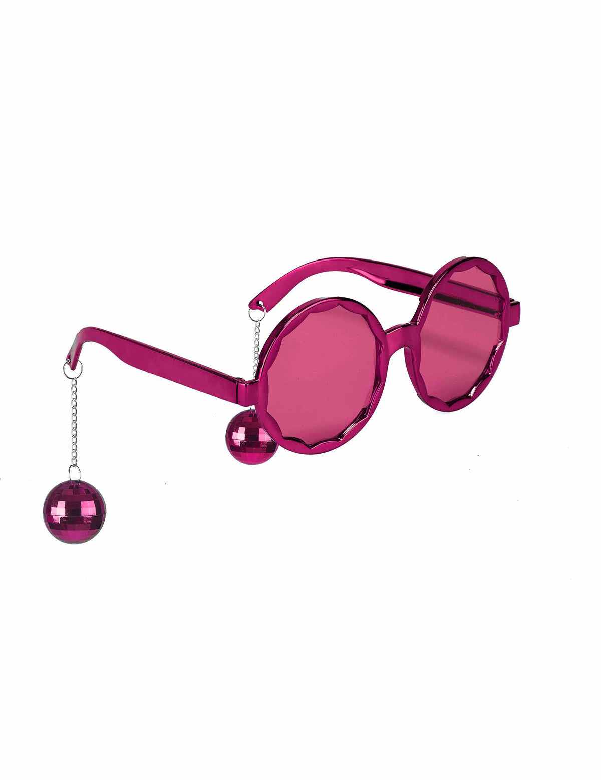 Lunettes disco pour adulte roses avec boules à facettes