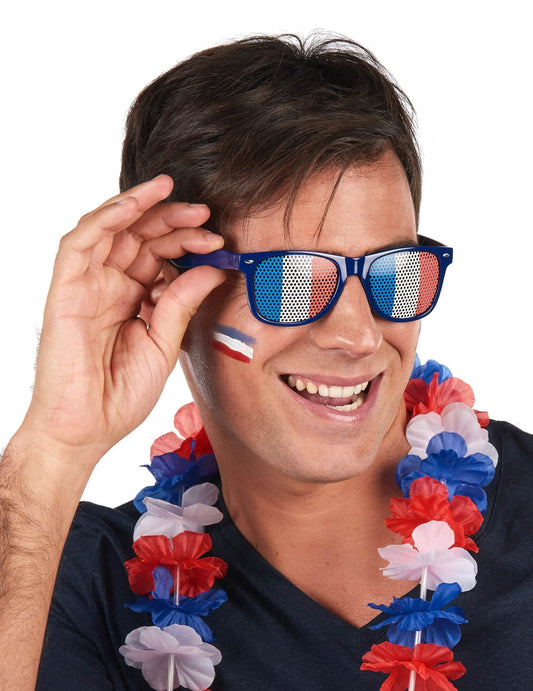 Óculos torcedor com bandeira francesa - adulto