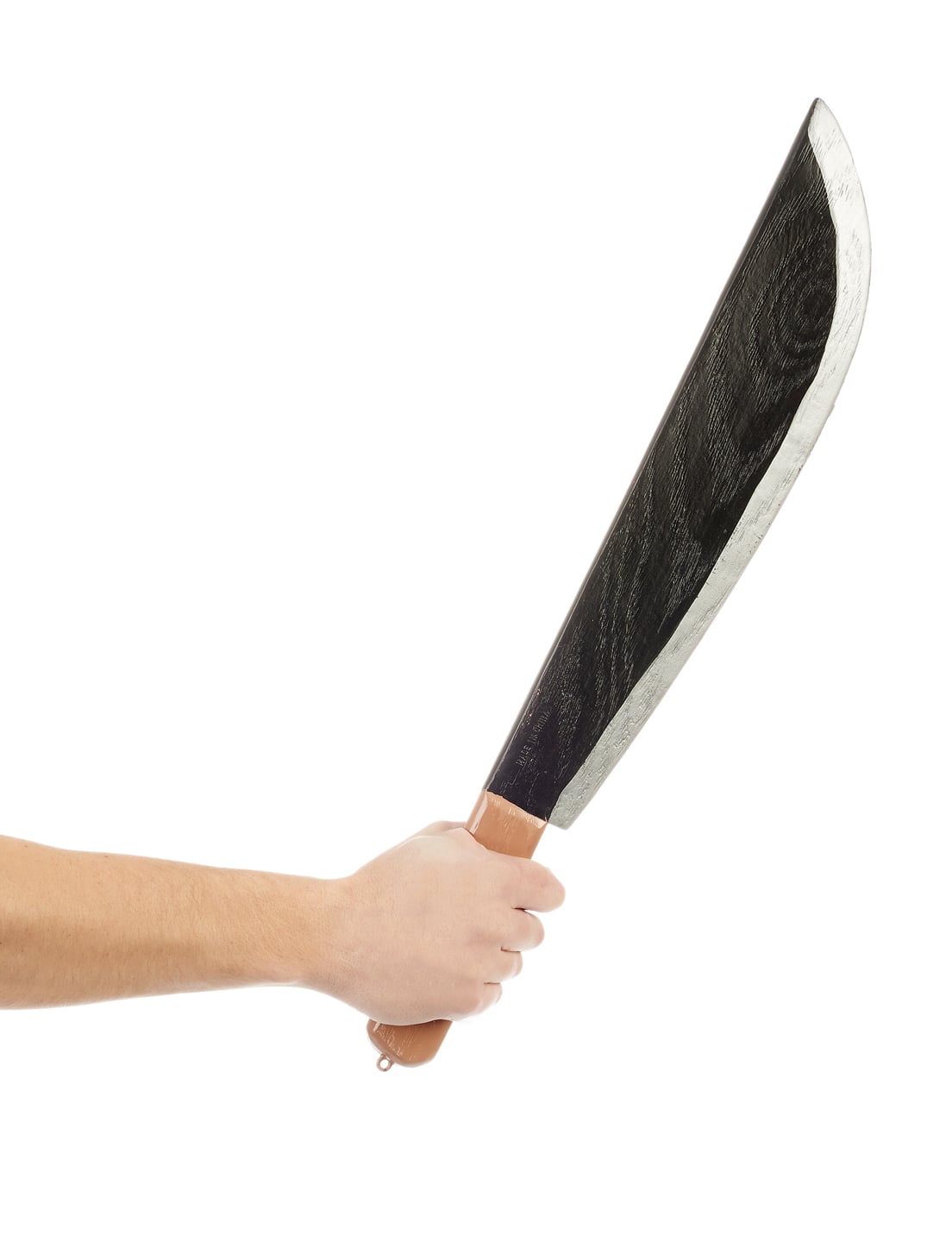 Mise en situation de la machette pour adulte noire et grise en plastique