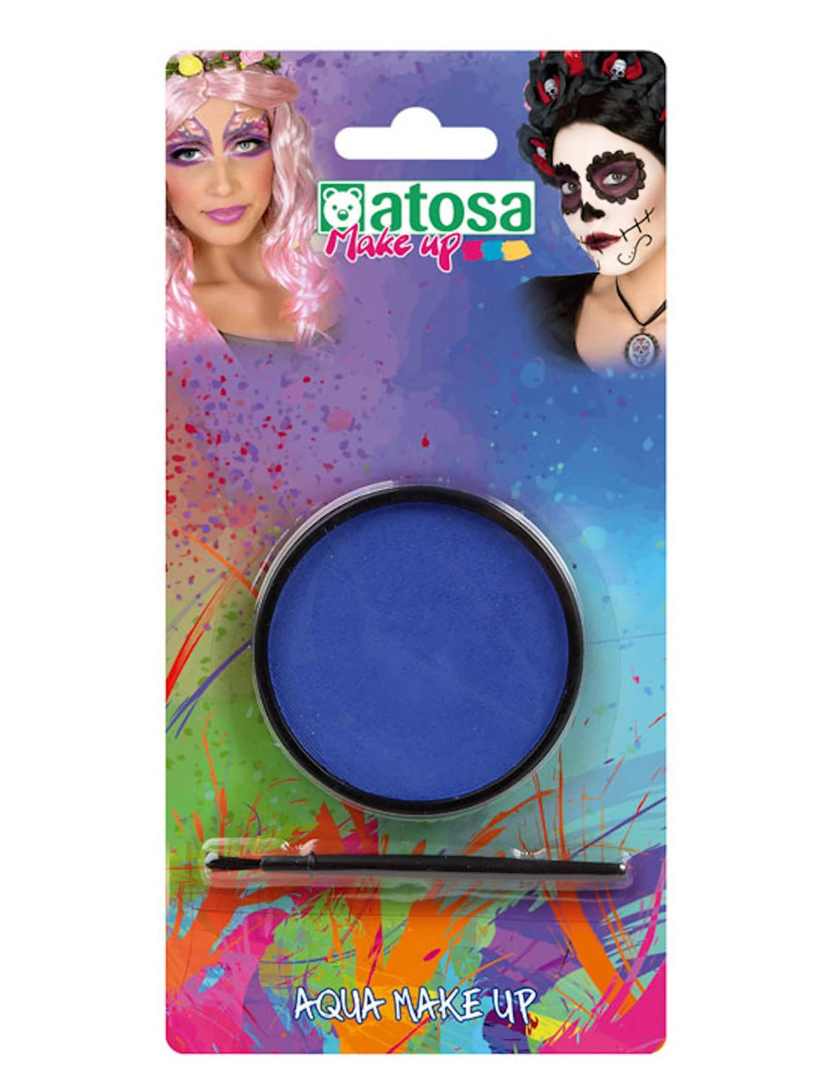Maquilhagem à água azul para adulto com pincel