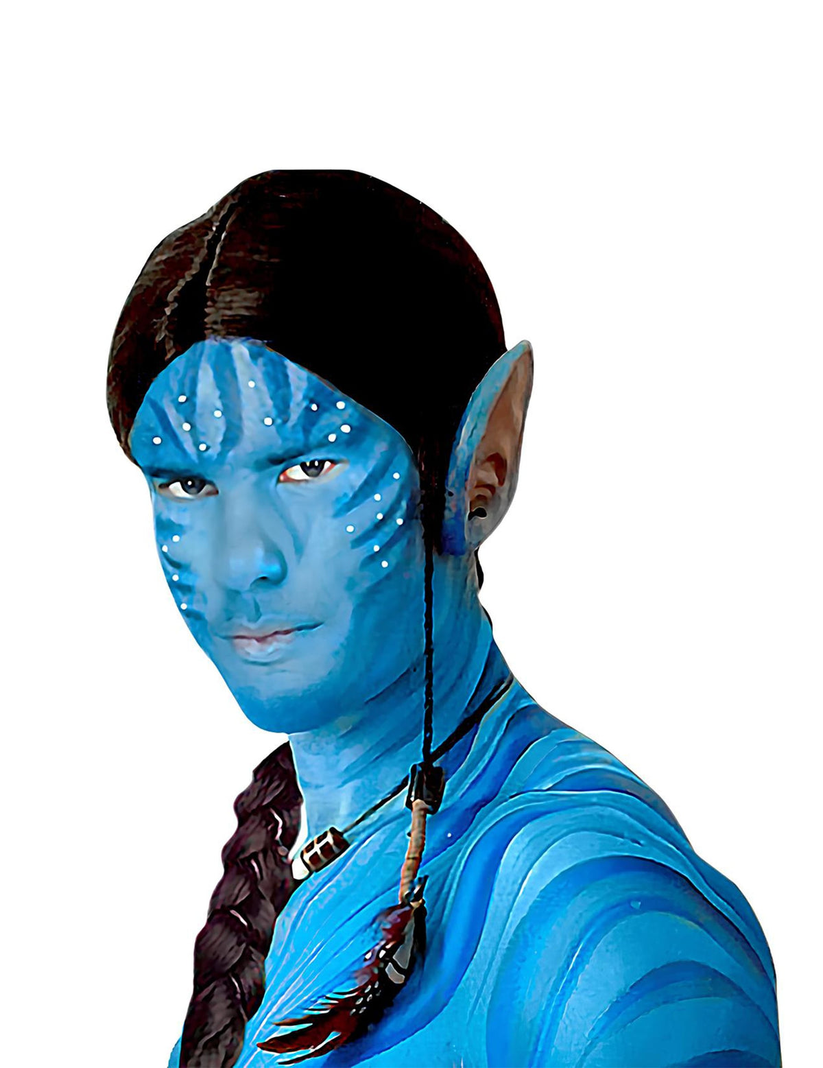 Mise en situation façon Avatar du maquillage à l'eau pour visage et corps bleu