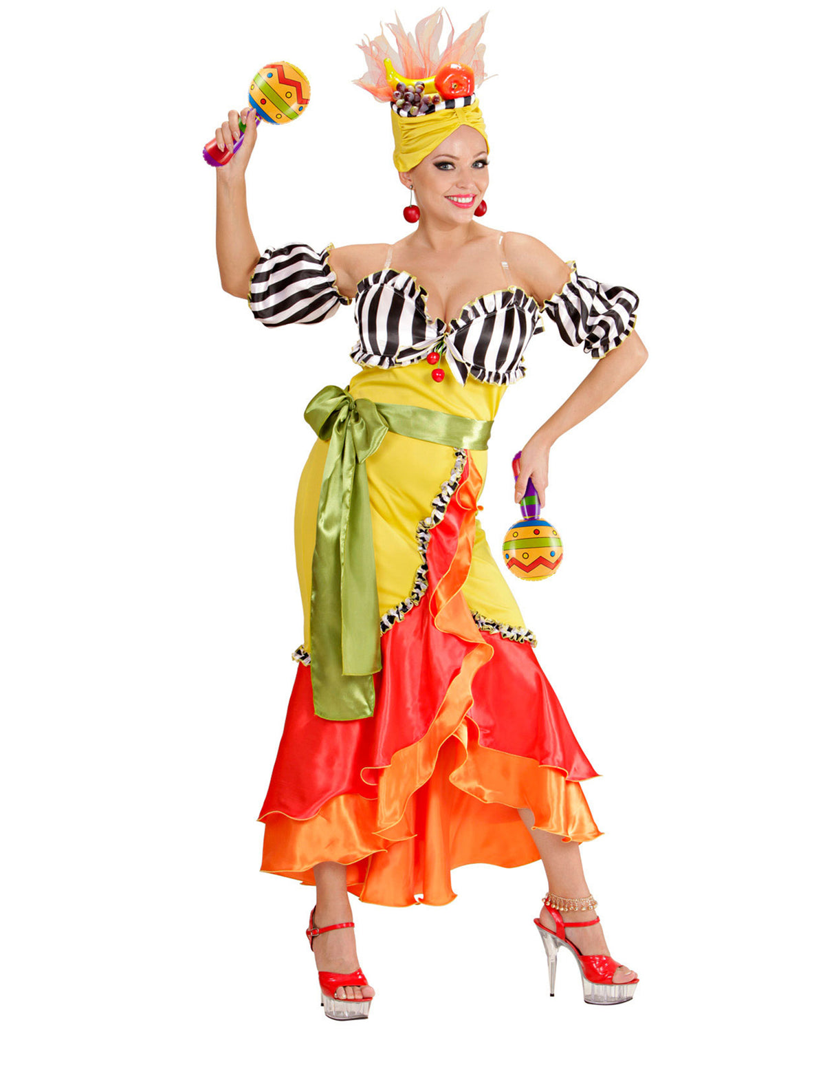 Mise en situation avec costume du maracas gonflable mexicain