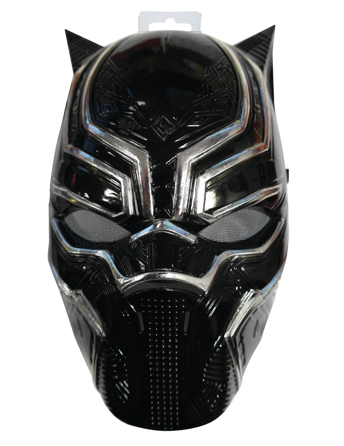 Vista frontal da meia máscara Black Panther para criança