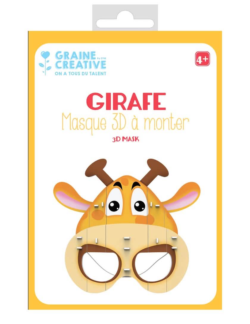 Máscara 3D de montar girafa para criança amarelo e castanho