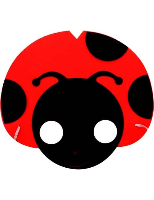 Máscara de joaninha para criança vermelho e preto às bolinhas